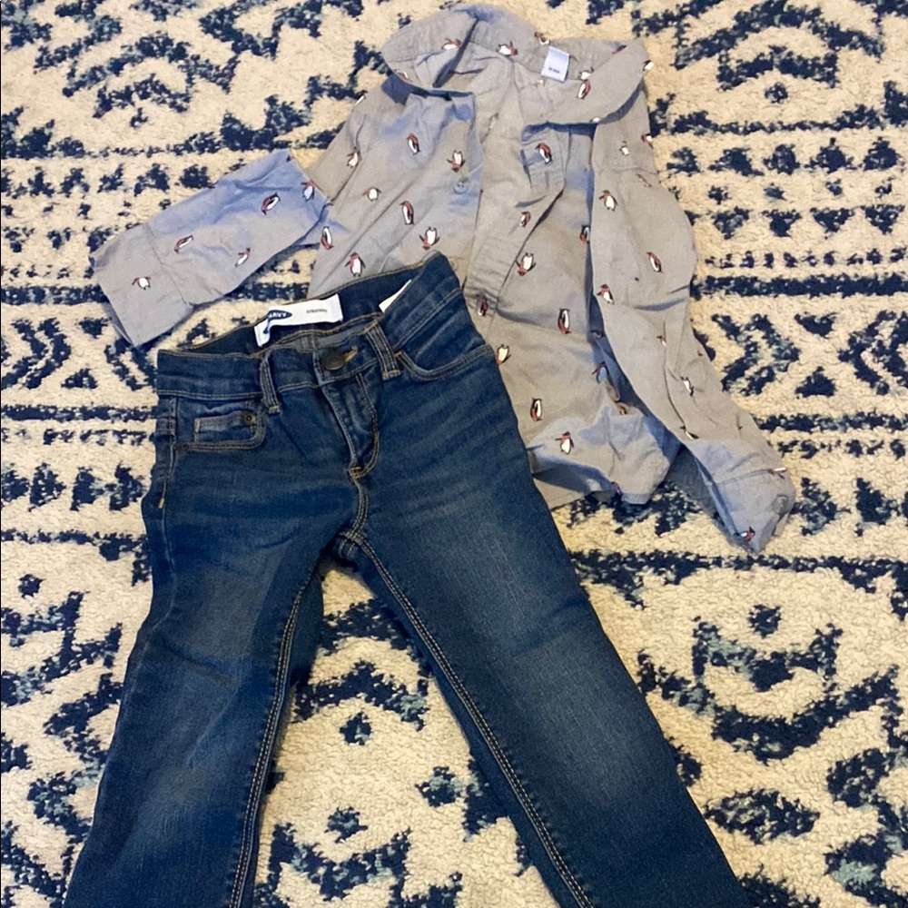 Children's Penguin Shirt and Denim Jeans Set